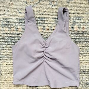 WILO The Label Lavender Ruched Crop Top sports Bra